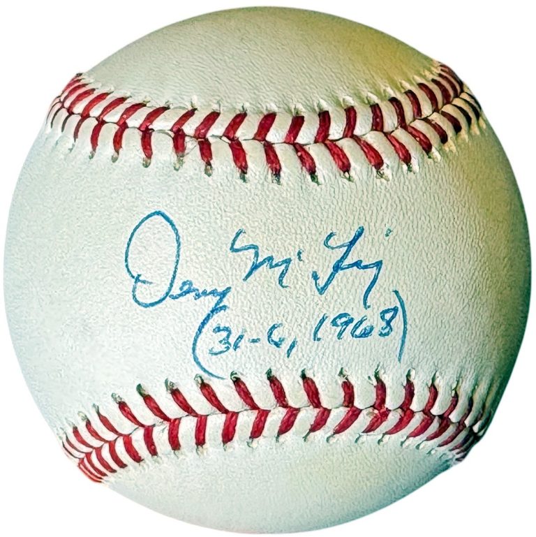 Denny McLain signed Official Rawlings ROAL Baseball   w/ 31-6, 1968 tone - COA