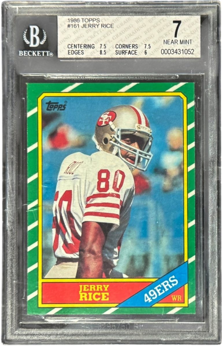Jerry Rice 1986 Topps Rookie Card (RC) #161- Beckett/BGS Graded 7 Near Mint SUBS