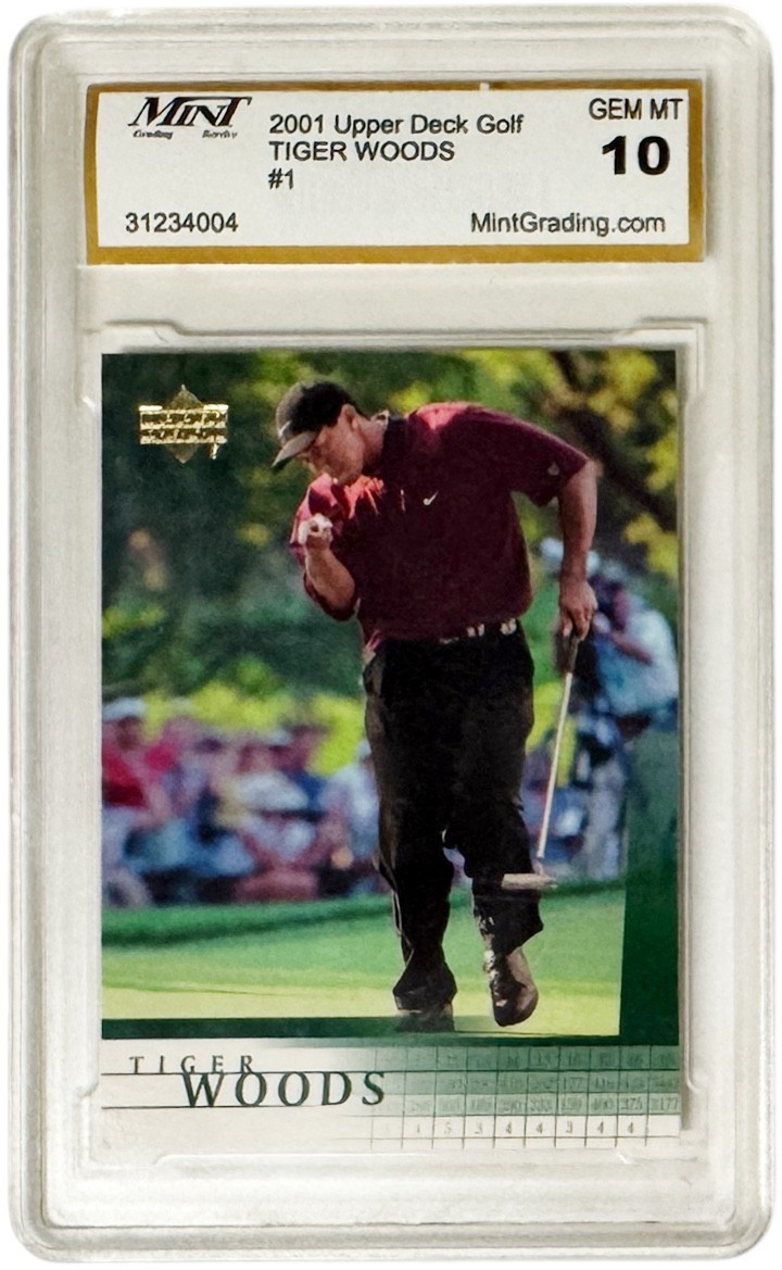 Tiger Woods 2001 Upper Deck PGA Golf  Rookie Card RC #1  Mint Graded 10 Gem Mint