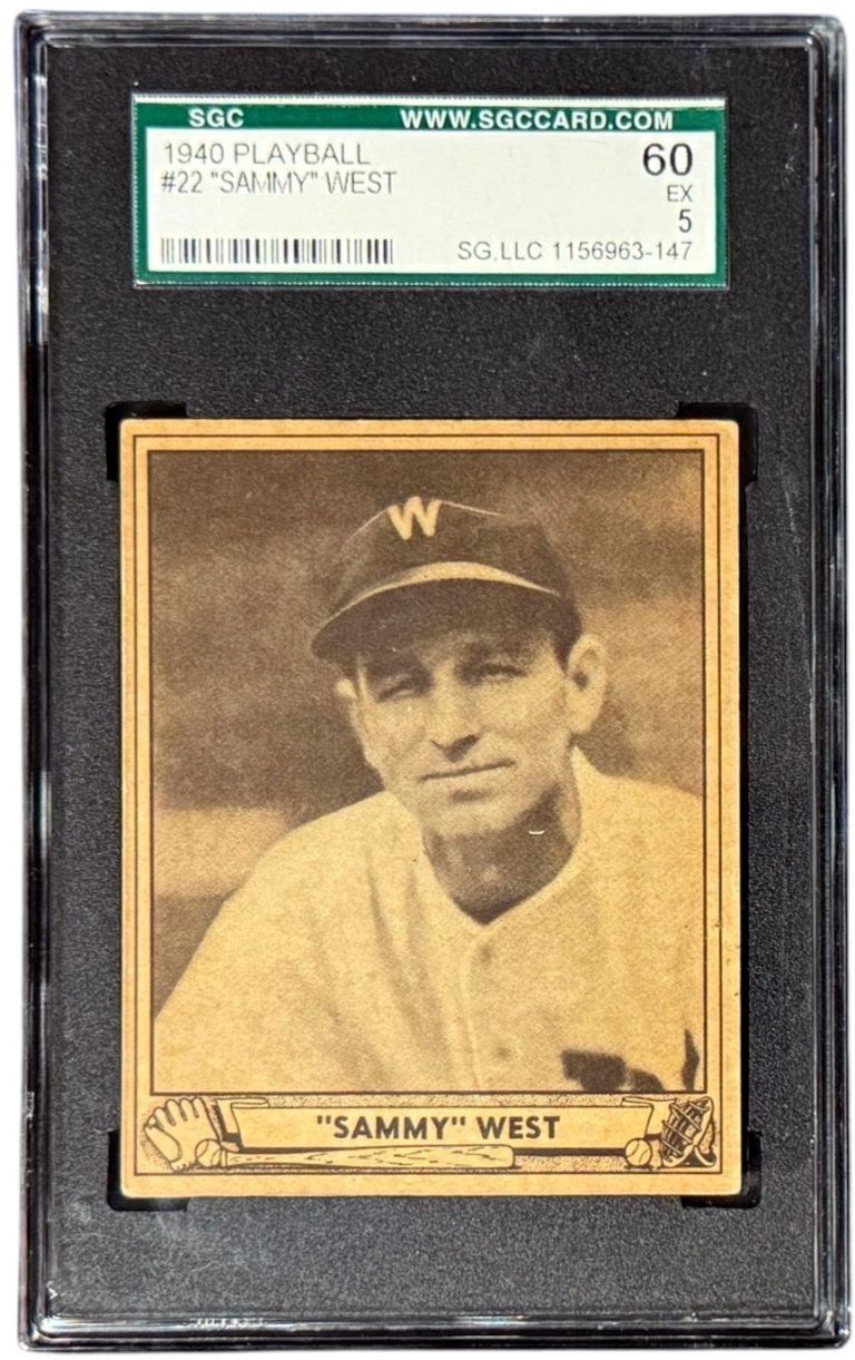 Sammy West 1940 Playball Card #22- SGC Graded 5 EX/60