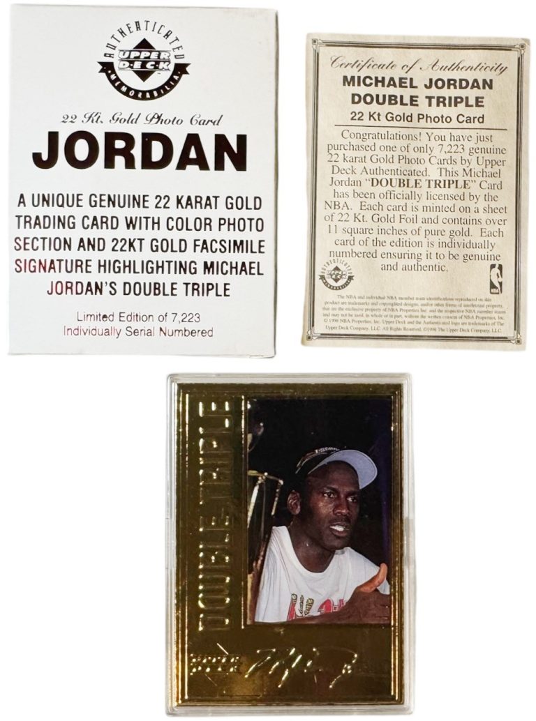 Michael Jordan 1998 Upper Deck 22KT Gold Double Triple Card /7233- Chicago Bulls
