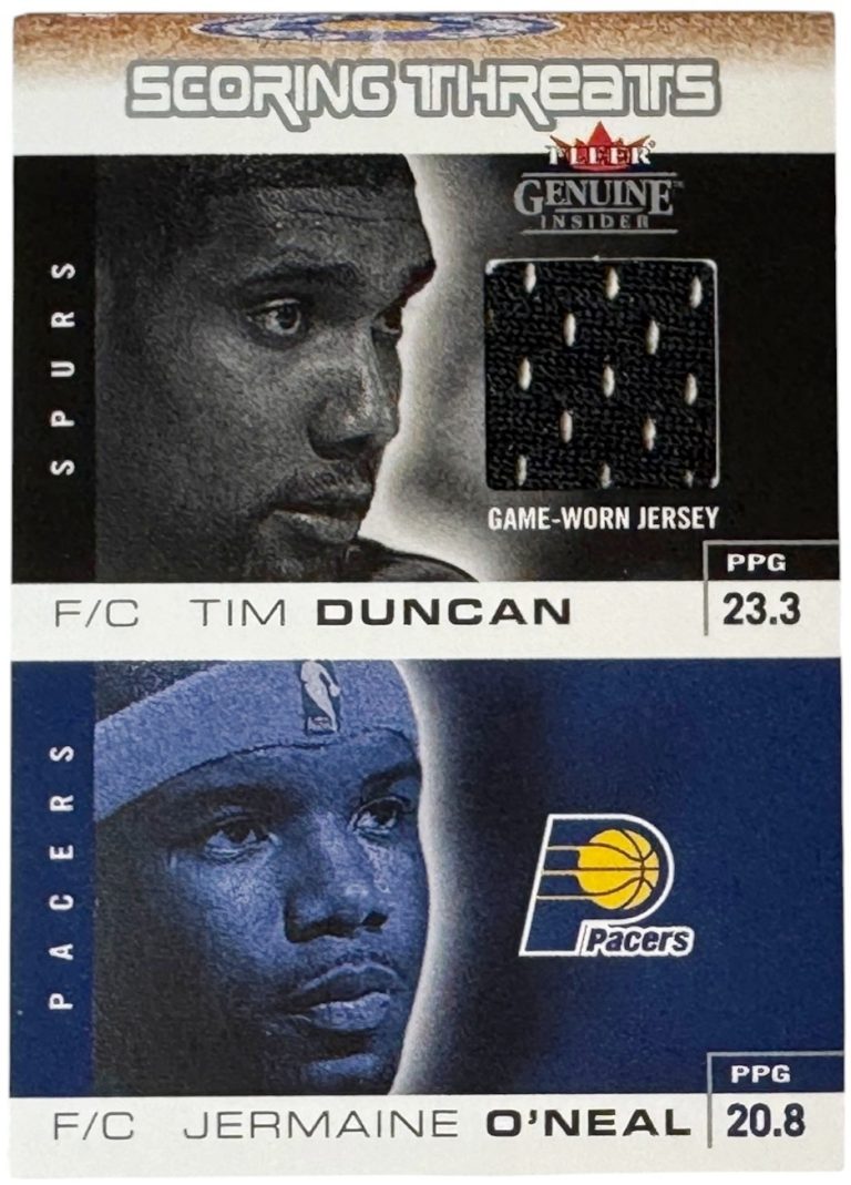 Tim Duncan 2003-04 Fleer Genuine Insider Scoring Threats Worn Jersey Card #ST-TD