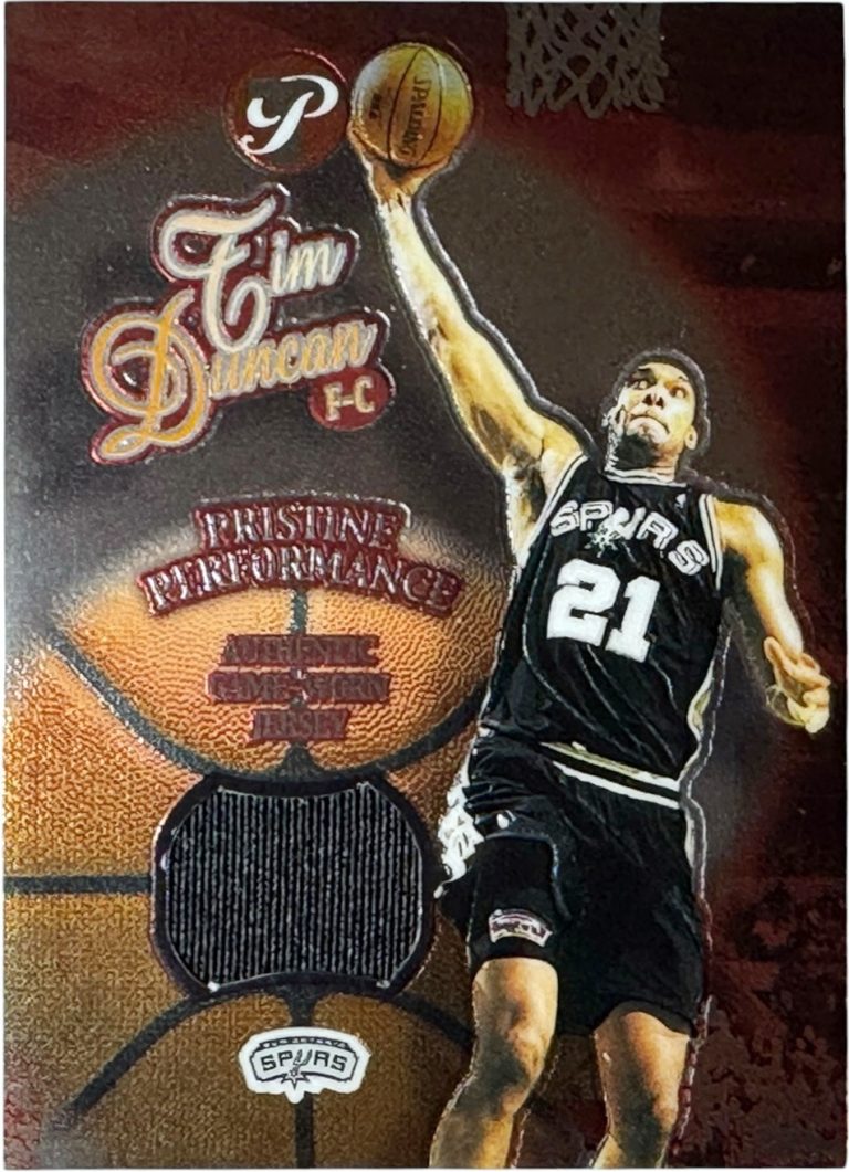 Tim Duncan 2002-03 Topps Pristine Performance NBA Game Worn Jersey Card #PPE-TD