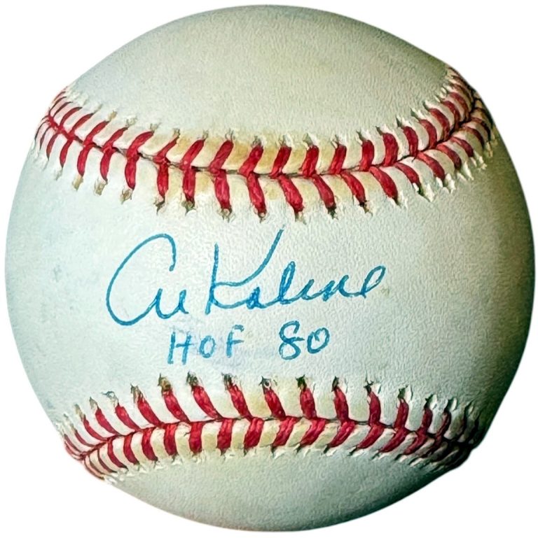Al Kaline signed ROAL Rawlings Official AL Baseball imperfect HOF 80 - COA (HOF)
