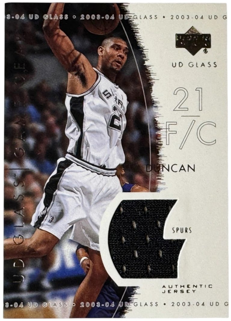 Tim Duncan 2003-04 UD Glass Game Gear Game Used Jersey Card #GG-TD  (Spurs/HOF)