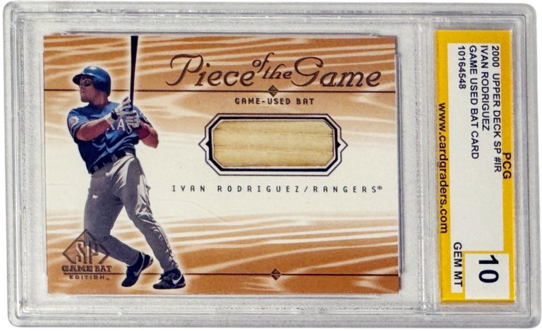 Ivan Rodriguez 2000 Upper Deck SP Game Used Bat Piece Card #IR - PCG Graded 10