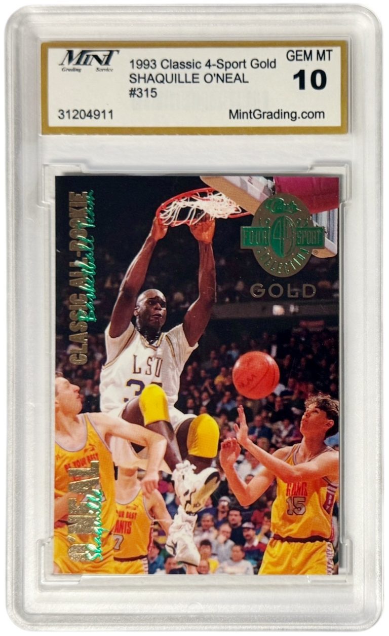 Shaquille O'Neal 1993 Classic 4-Sport Gold Rookie Card #315 - Mint Graded 10 LSU