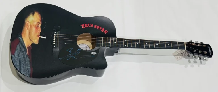 ZACH BRYAN SIGNED FULL SIZE CUSTOM ACOUSTIC GUITAR COUNTRY STAR PSA COA