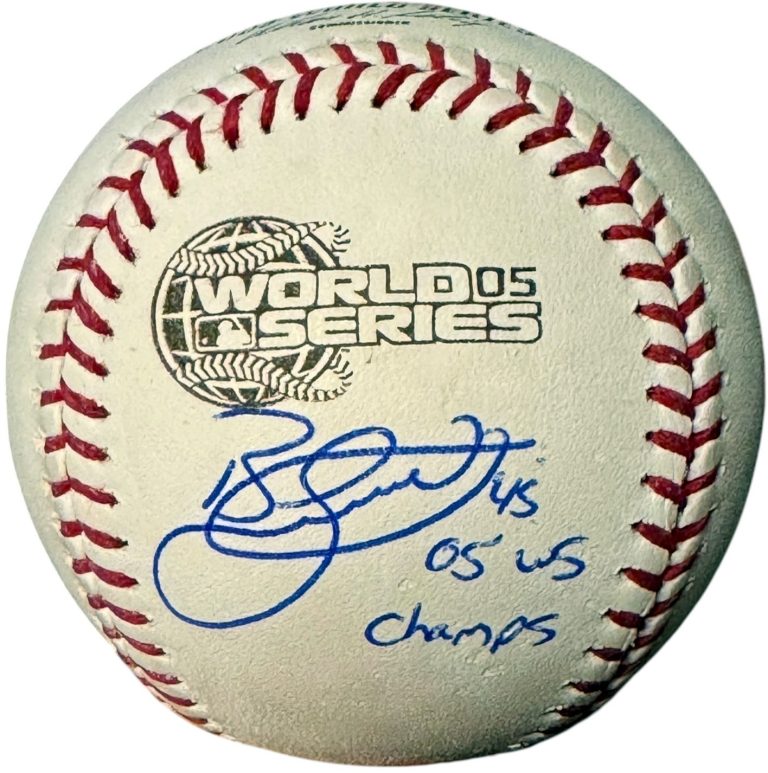 Bobby Jenks signed Rawlings OFC 2005 World Series Logo Baseball Champs- Schwartz