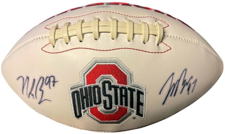 Joey Bosa & Nick Bosa dual signed Ohio State Rawlings NCAA Logo Football - JSA