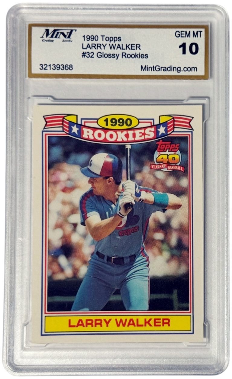 Larry Walker 1990 Topps Glossy Rookies Card #32 - Mint Graded 10 Gem Mint Expos