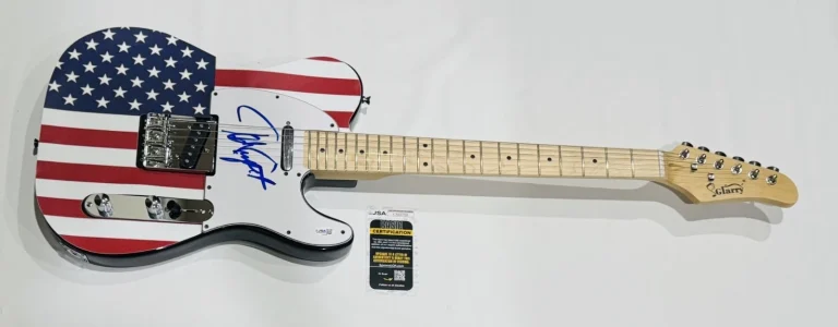TED NUGENT SIGNED USA FLAG ELECTRIC GUITAR AUTOGRAPHED JSA COA