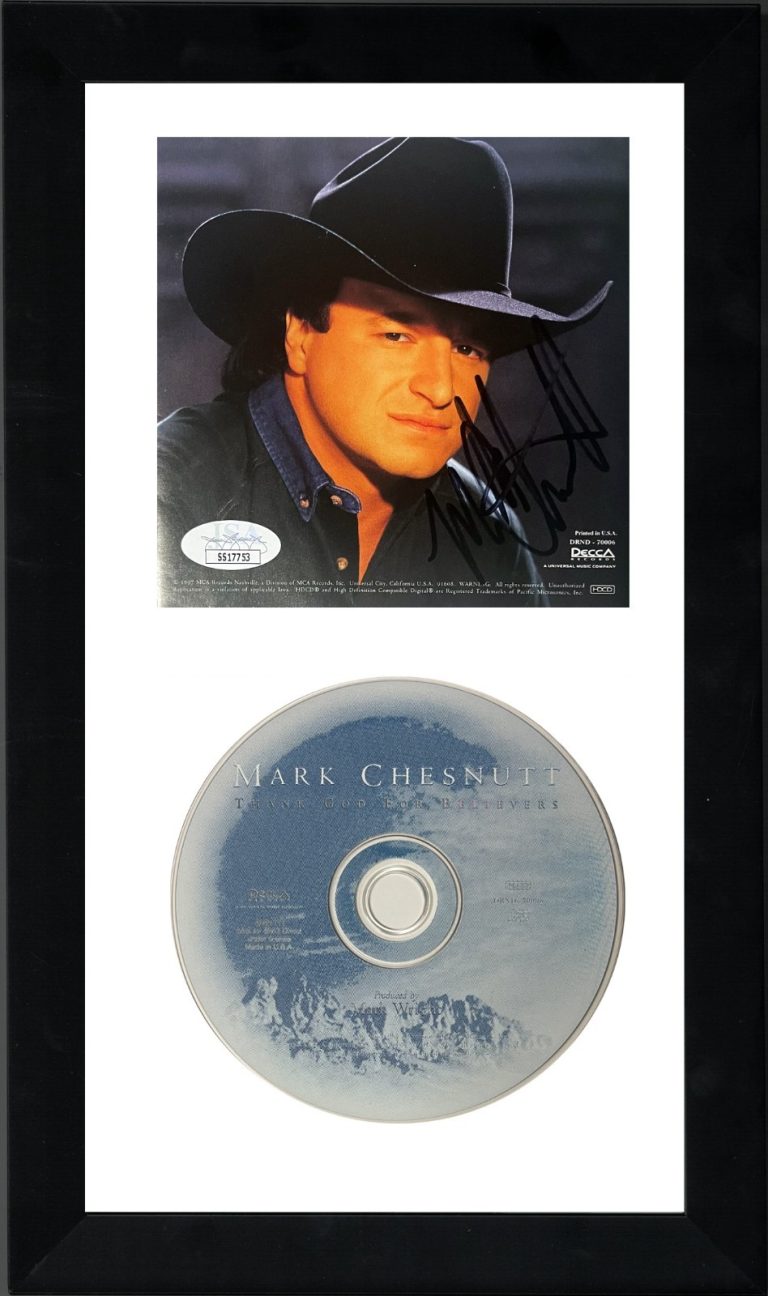 Mark Chesnutt signed 1997 Thank God For Believers Album Inside Cover w/ CD - JSA
