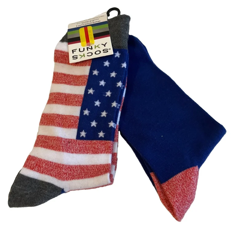 men's Funky Socks Fashion Dress Socks Casual Cotton 2 Pairs size 6-12 Flag B9