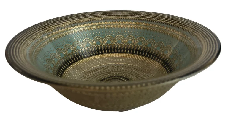 Art of the Table, Teal Black Gold Handmade Turkish Glass 6