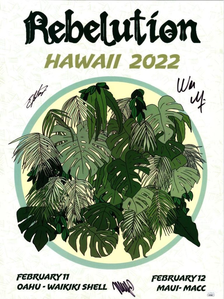 Rebelution Band Signed Autograph 18x24 Concert Tour Poster Hawaii 2022 JSA COA C
