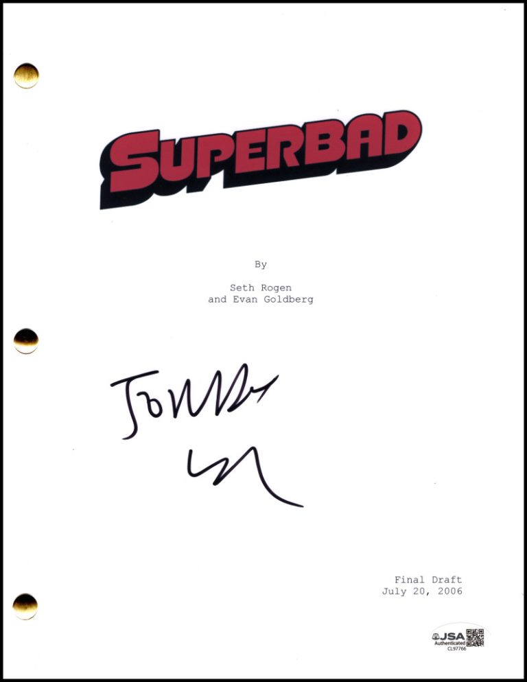 Jonah Hill Signed Autograph Superbad Full Movie Script Screenplay w/ JSA COA