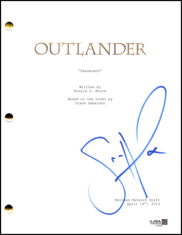Sam Heughan Signed Autograph Outlander Script Screenplay - Jamie Fraser JSA COA