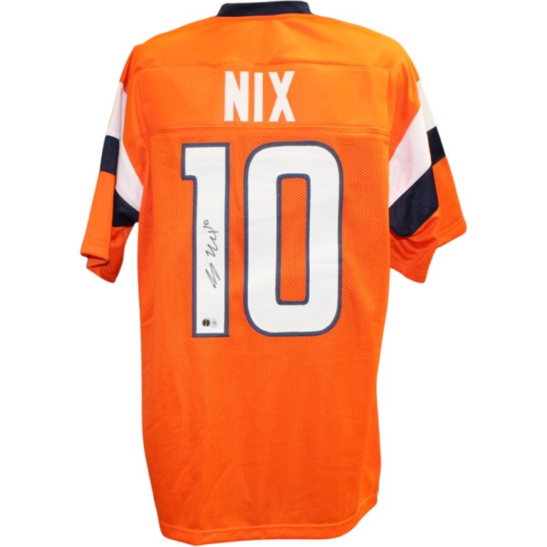 Bo Nix Autographed/Signed Denver Broncos Jersey Orange Beckett Witness 58323