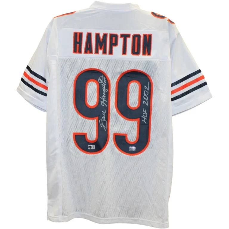 Dan Hampton Autographed Pro Style White Sz XL Jersey 2002 HOF Beckett WIT 58505
