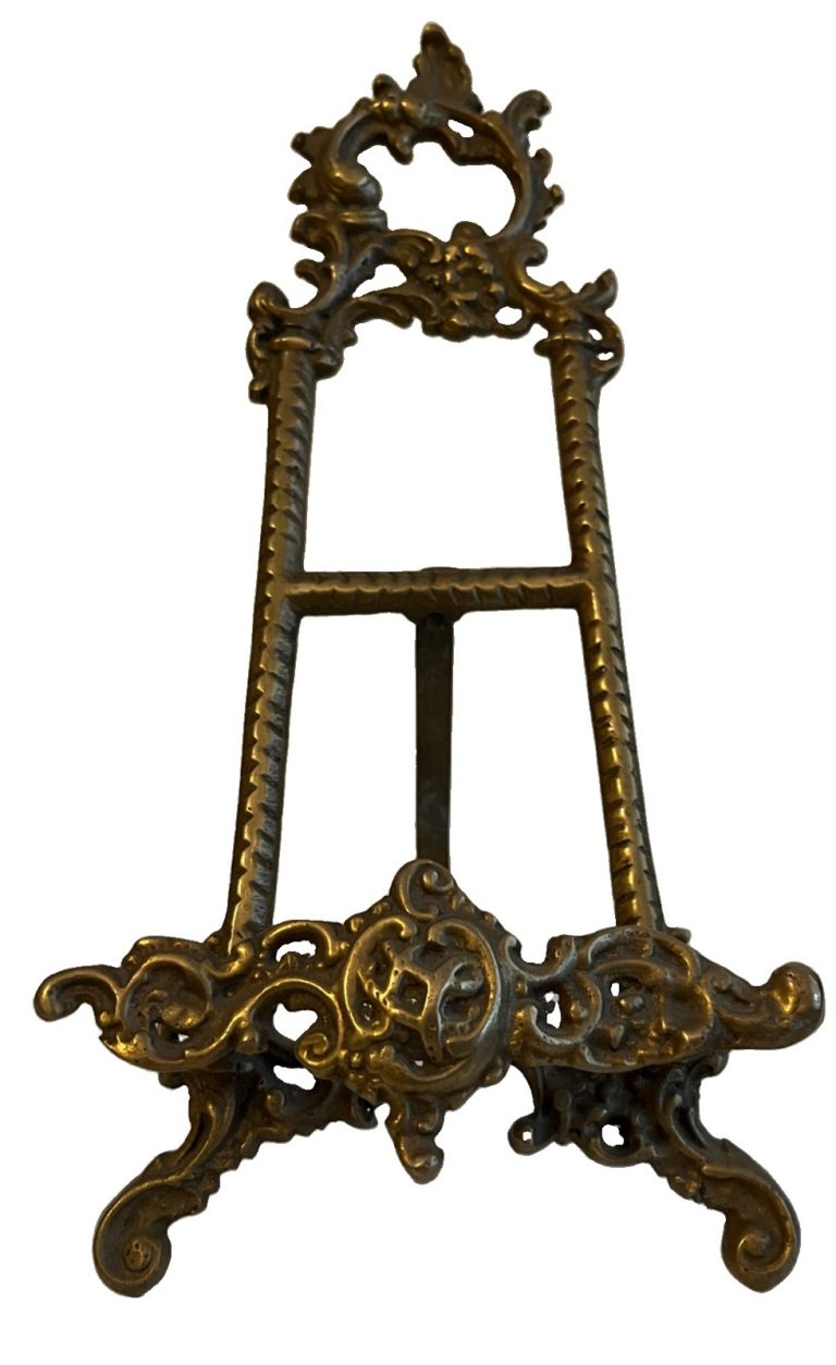 Vtg Ornate Brass Table Top Picture or Book Easel 12