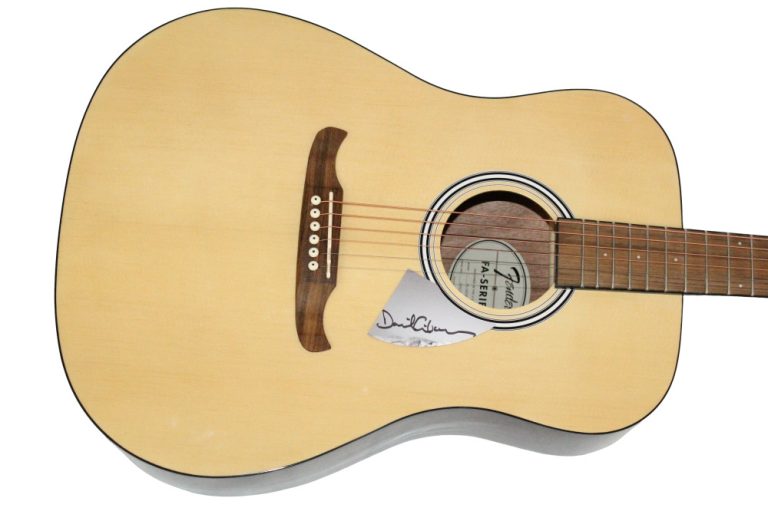 David Gilmour Pink Floyd Signed Autograph Fender Acoustic Guitar - JSA COA