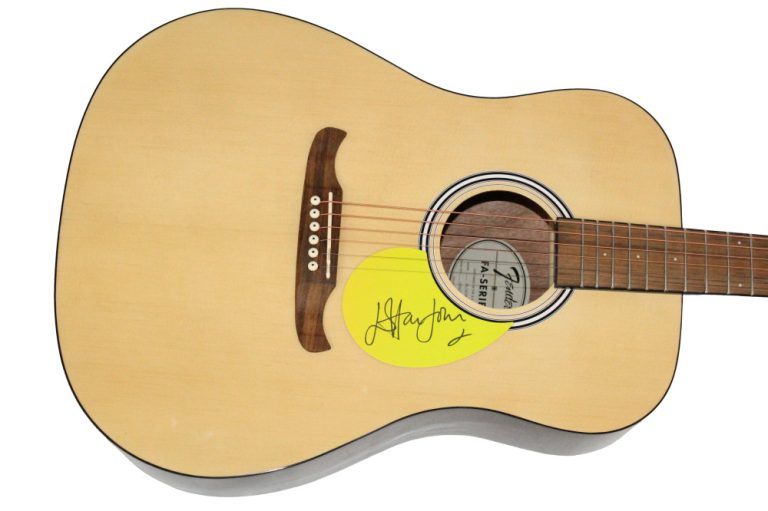 Elton John Signed Autograph Fender Acoustic Guitar Yellow Brick Road w/ JSA COA