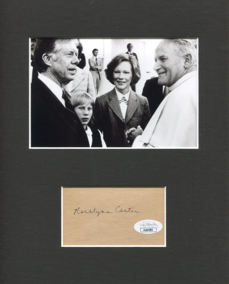 Rosalynn Carter Jimmy Amy Signed Autograph Photo Display With Pope John Paul II