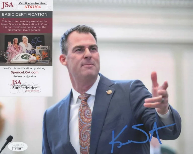 Kevin Stitt Signed 8x10 Photo w/ JSA COA #AT63204 Oklahoma Governor