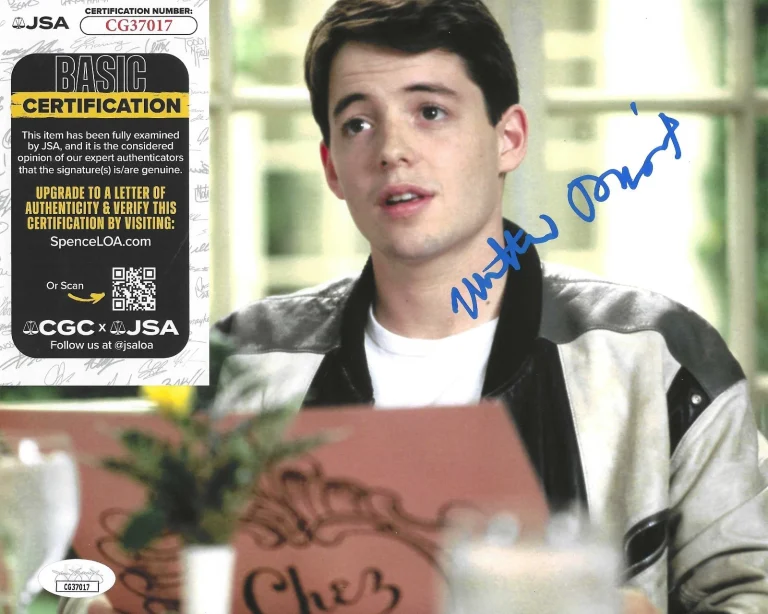 Matthew Broderick Signed 8x10 Photo w/ JSA COA #CG37017 Ferris Bueller's Day Off