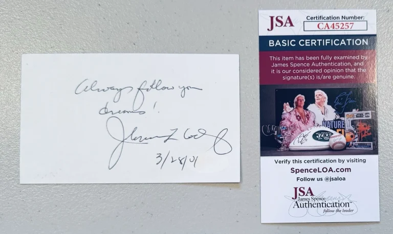 Johnnie Cochran Signed Autographed 3x5 Card JSA Cert OJ Simpson Trial Attorney