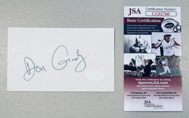 Don Grady Signed Autographed 3x5 Card JSA Certified My Three Sons Mouseketeer
