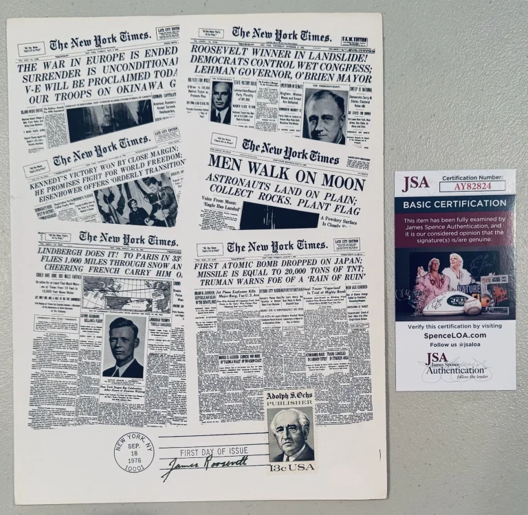 James Roosevelt II Signed Autographed 8.5 x 11 Page JSA Congress FDR Son