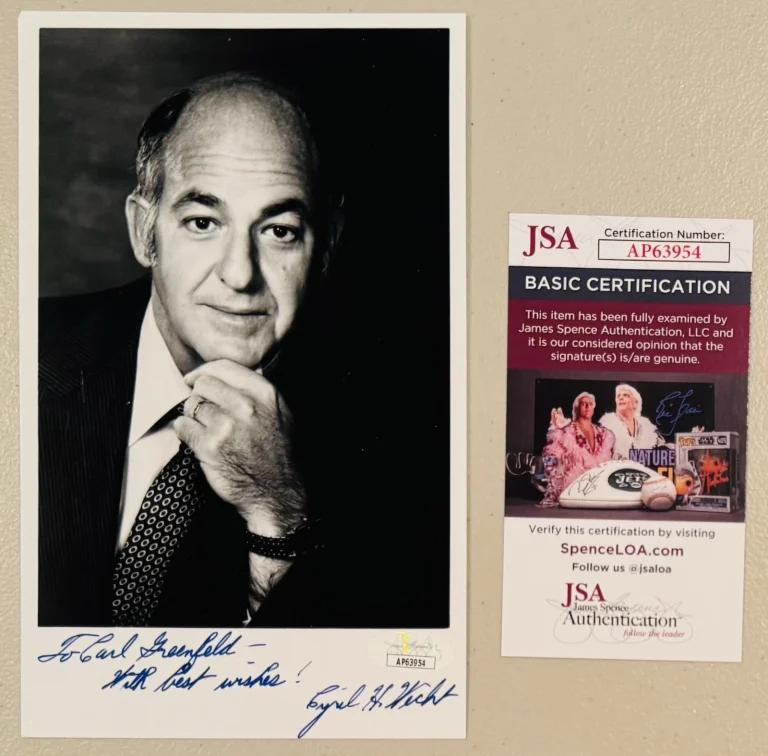 Cyril Wecht Signed Autographed 5x8 Photo JSA Pathologist JFK Warren Commission