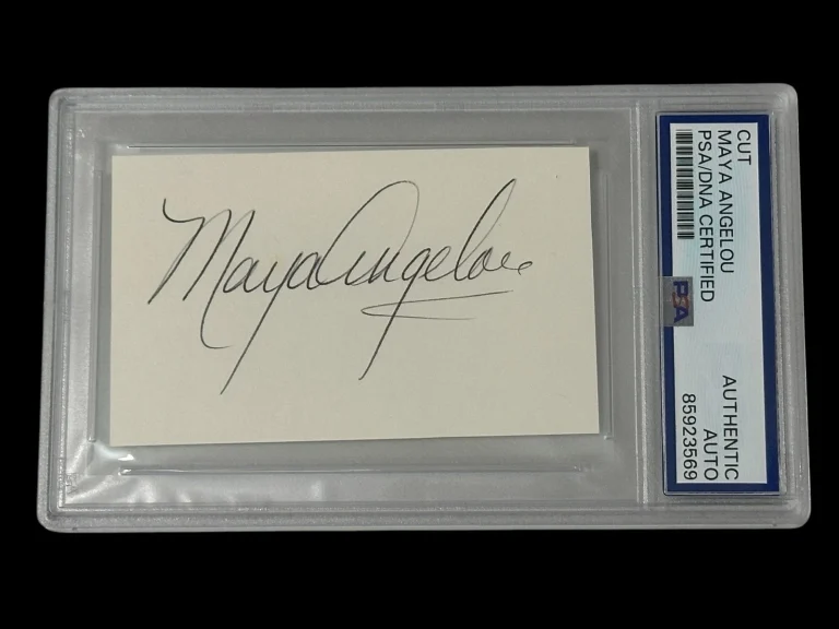 Maya Angelou I Know Why The Caged Bird Sings Poet Signed Autograph PSA DNA Slab
