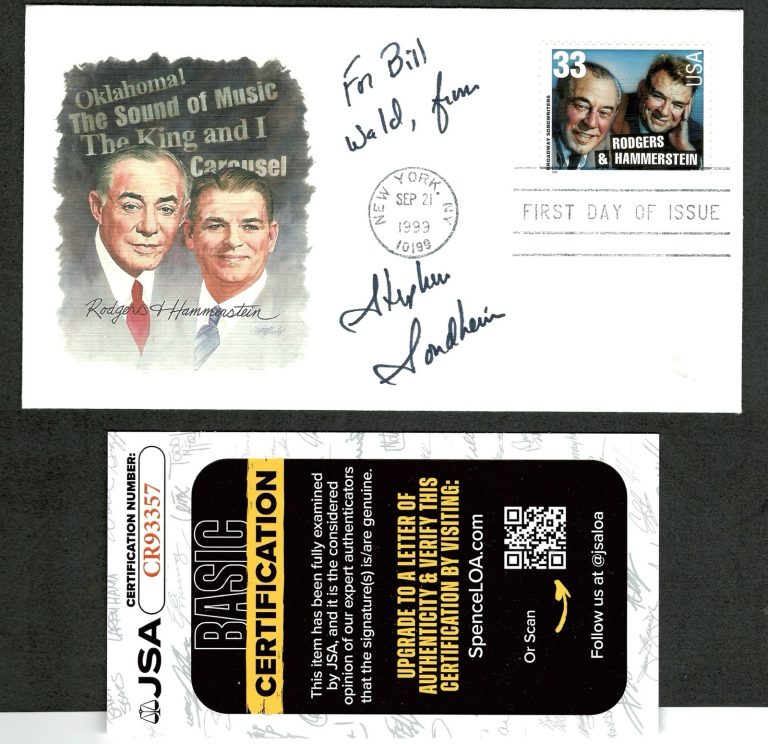 Stephen Sondheim Signed Autographed First Day Cover JSA Cert West Side Story 2