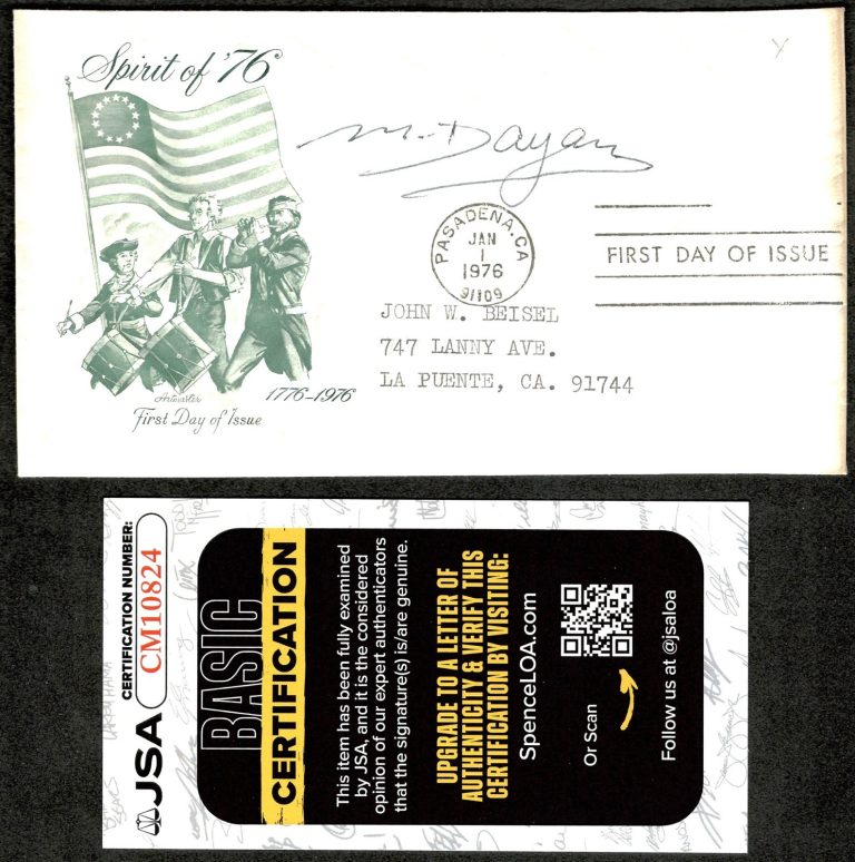Moshe Dayan Signed Autographed First Day Cover JSA Cert Israel Military Leader