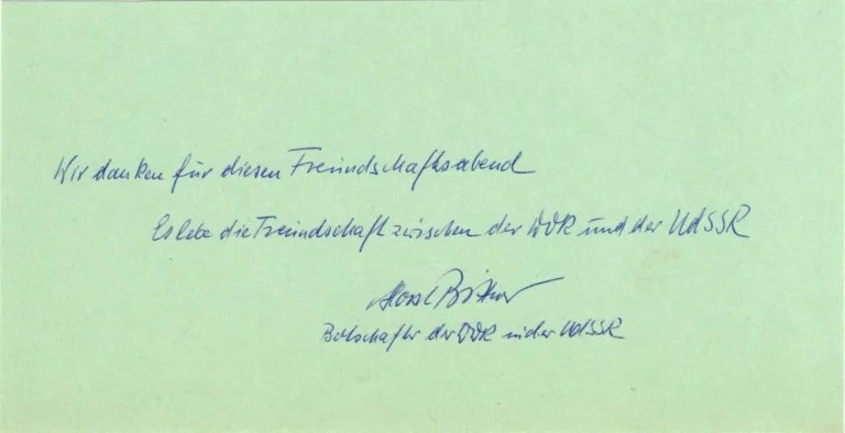 Horst Bittner East Germany Ambassador To Soviet Union Signed Autograph