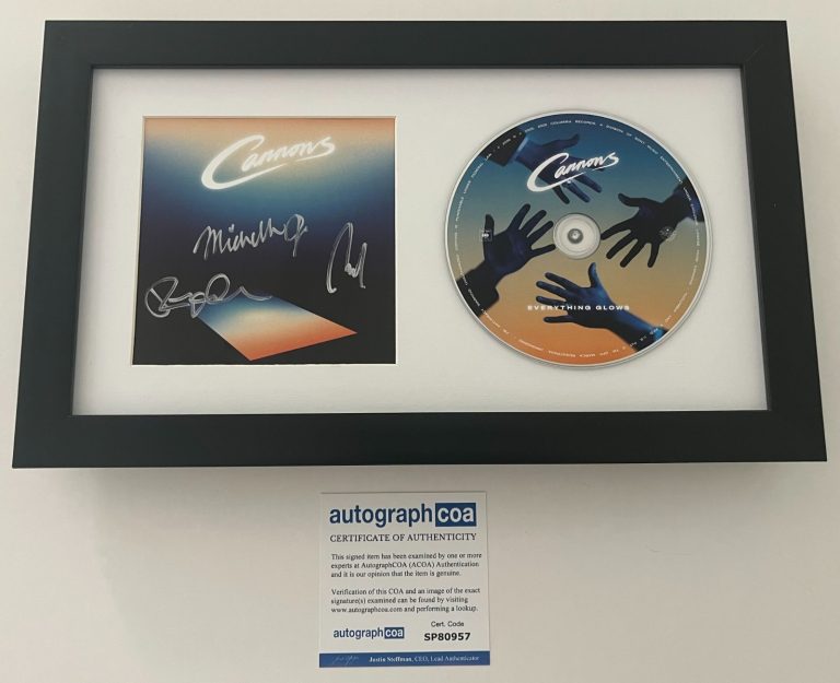 CANNONS BAND SIGNED EVERYTHING GLOWS FRAMED & MATTED CD w/ AUTOGRAPH ACOA COA
