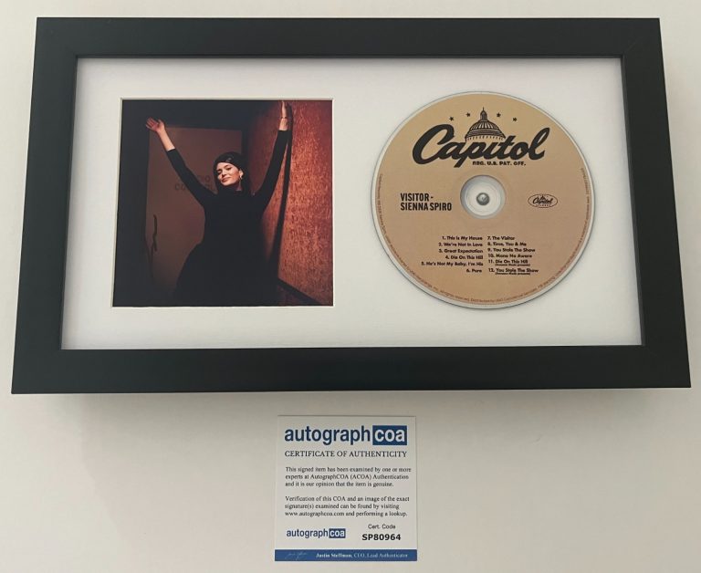 SIENNA SPIRO SIGNED FRAMED & MATTED ALTERNATE VISITOR CD COVER w/ AUTOGRAPH COA