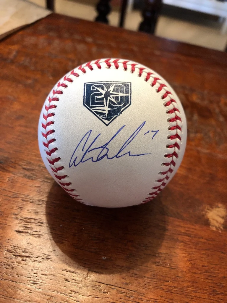 Austin Meadows Signed Tampa Bay Rays 20th Anniversary Baseball PSA DNA Coa