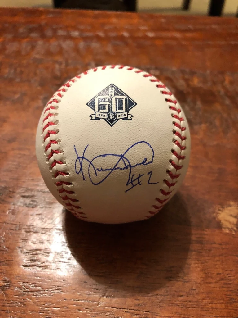 Kevin Mitchell Signed Giants 60th Anniversary Logo Baseball PSA DNA Coa