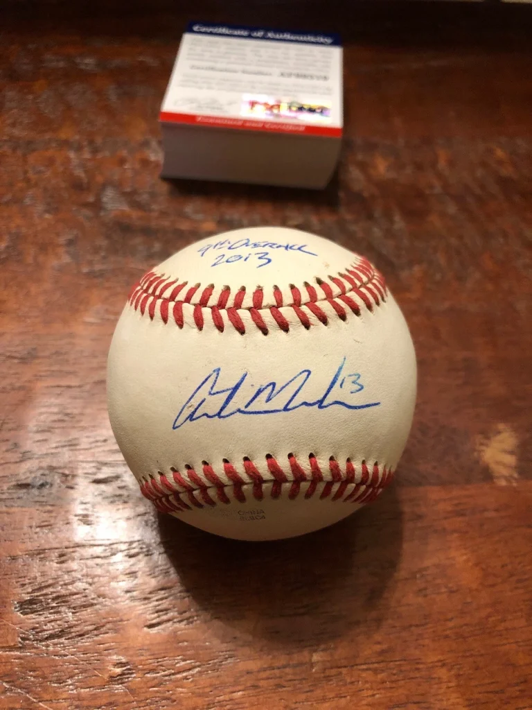 Austin Meadows Minor League Signed Game Used Baseball PSA DNA Coa Tampa Bay Rays