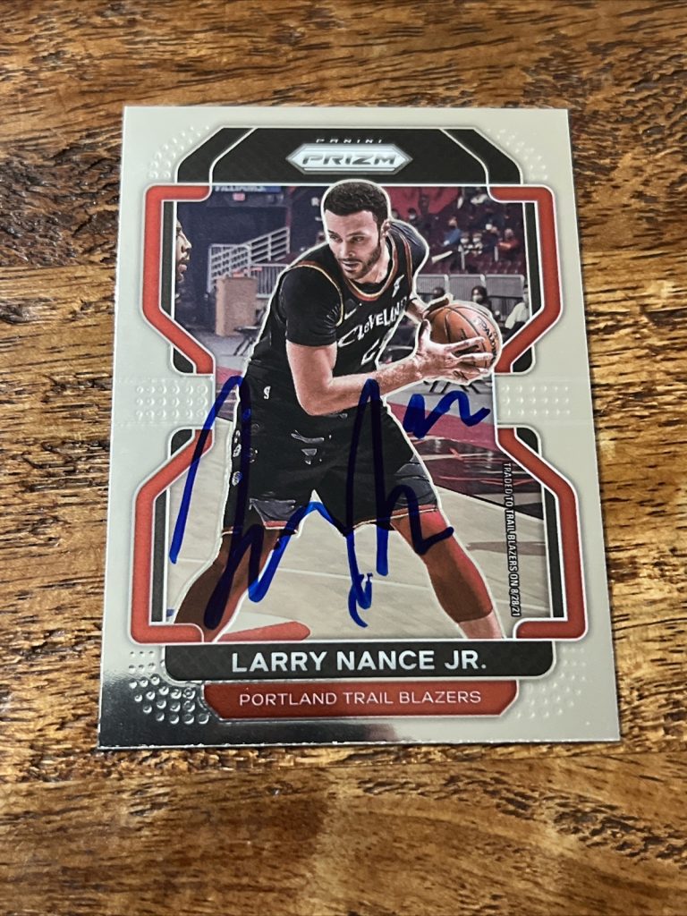 Larry Nance Jr. IP Signed 2021-22 Panini Prizm Card Trail Blazers Autographed
