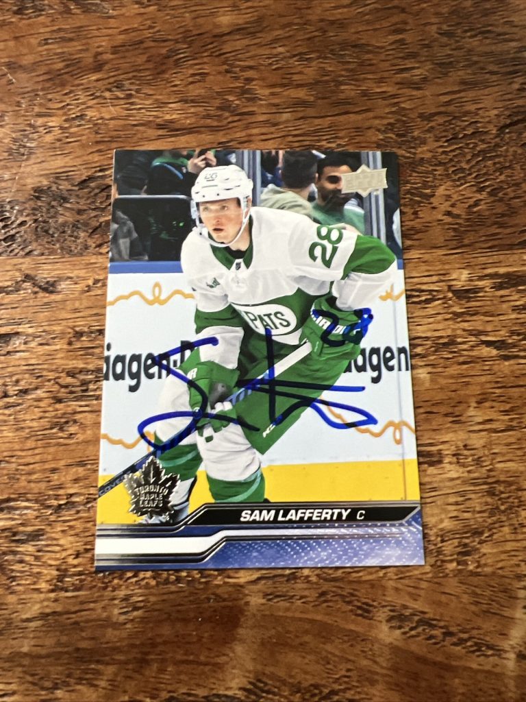 Sam Lafferty IP Signed 2023-24 Upper Deck Card Maple Leafs Autographed