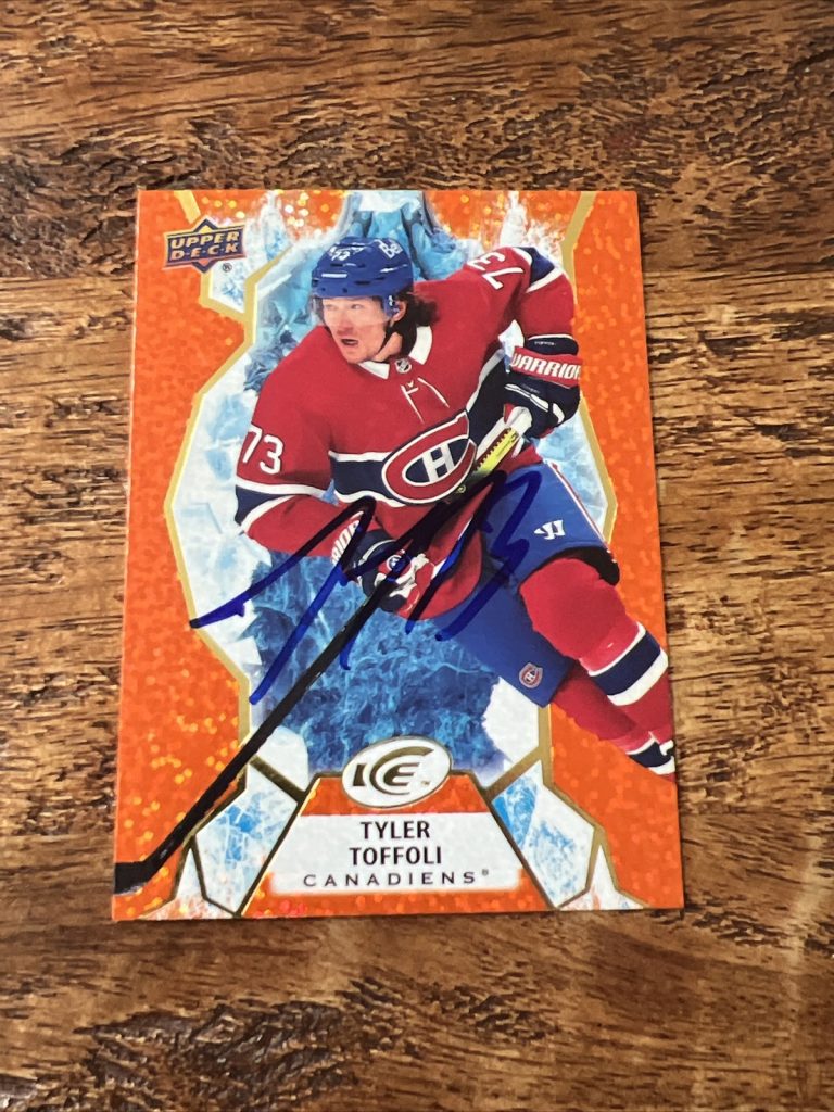 Tyler Toffoli IP Signed 2021-22 Upper Deck Ice Orange Card Canadiens Autographed