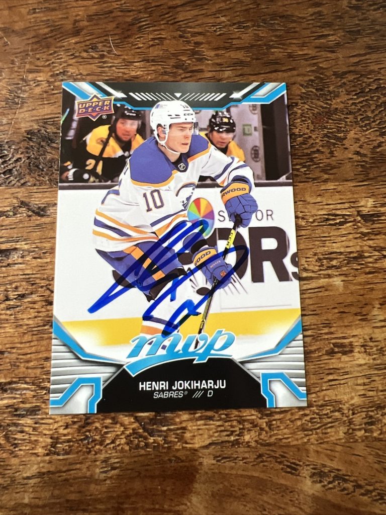 Henri Jokiharju IP Signed 2022-23 Upper Deck MVP Card Sabres Autographed
