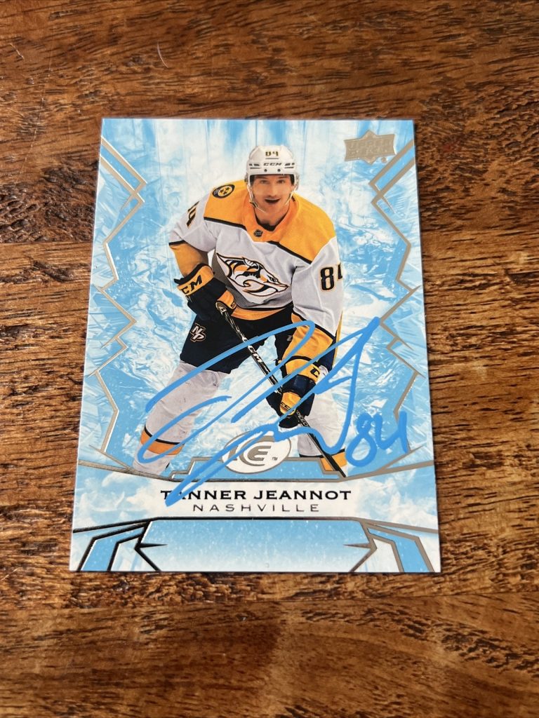 Tanner Jeannot IP Signed 2022-23 Upper Deck Ice Card Predators Autographed