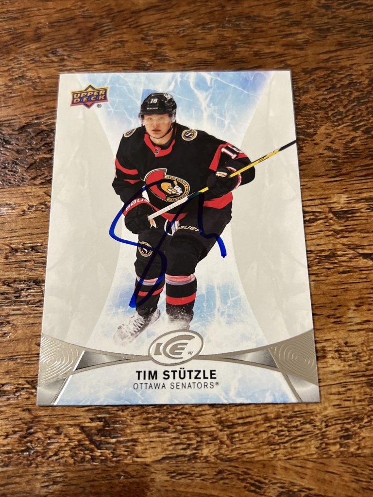 Tim Stutzle IP Signed 2020-21 Upper Deck UD Ice Rookie Card Senators Autographed