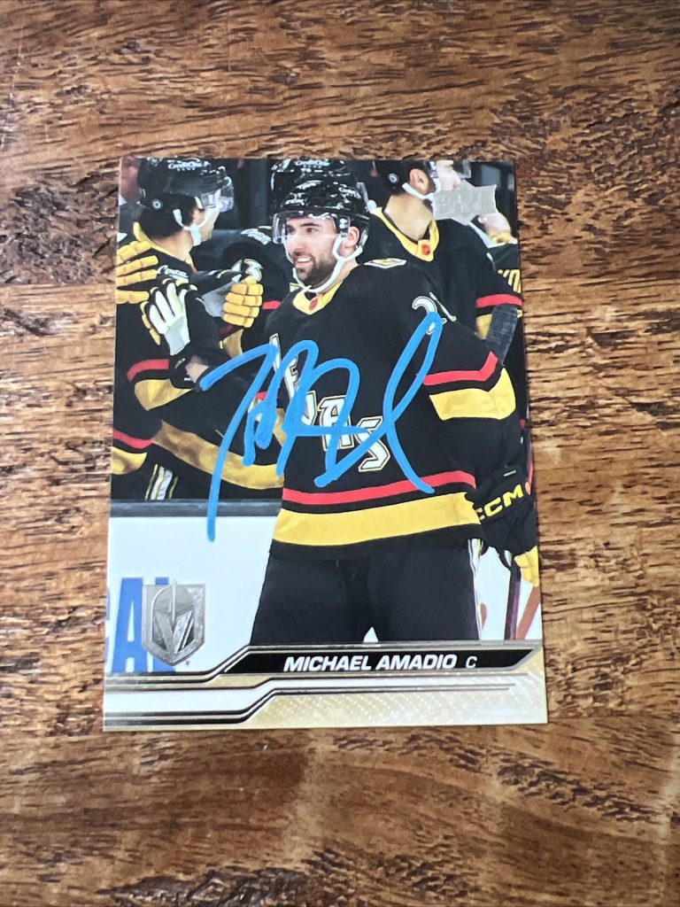 Michael Amadio IP Signed 2023-24 Upper Deck Card Golden Knights Autographed